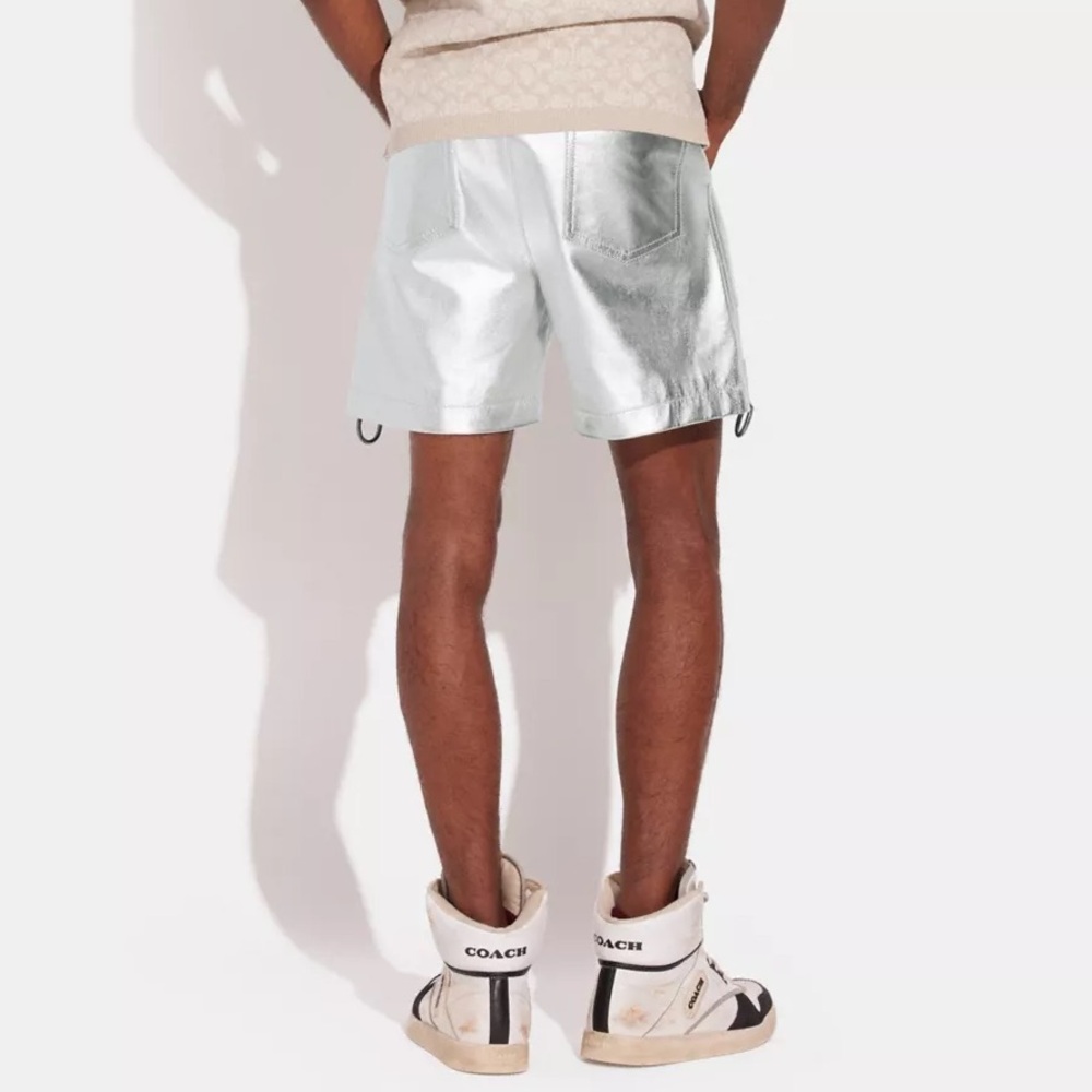 Coach metallic silver leather shorts - Picture 8 of 9